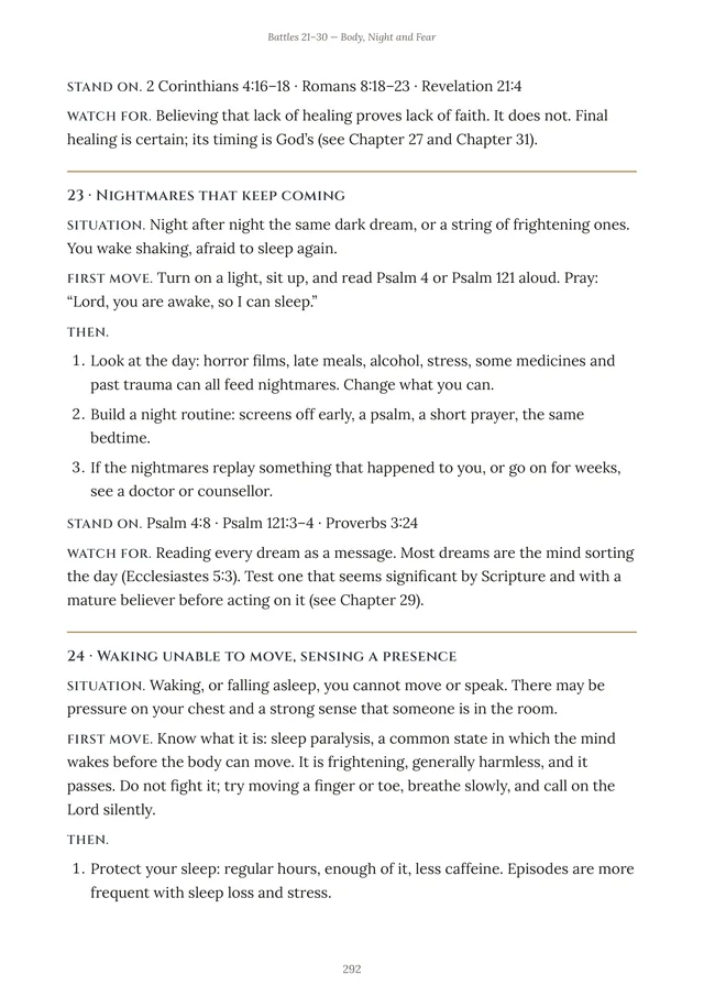 The Field Manual — nightmares, and waking unable to move